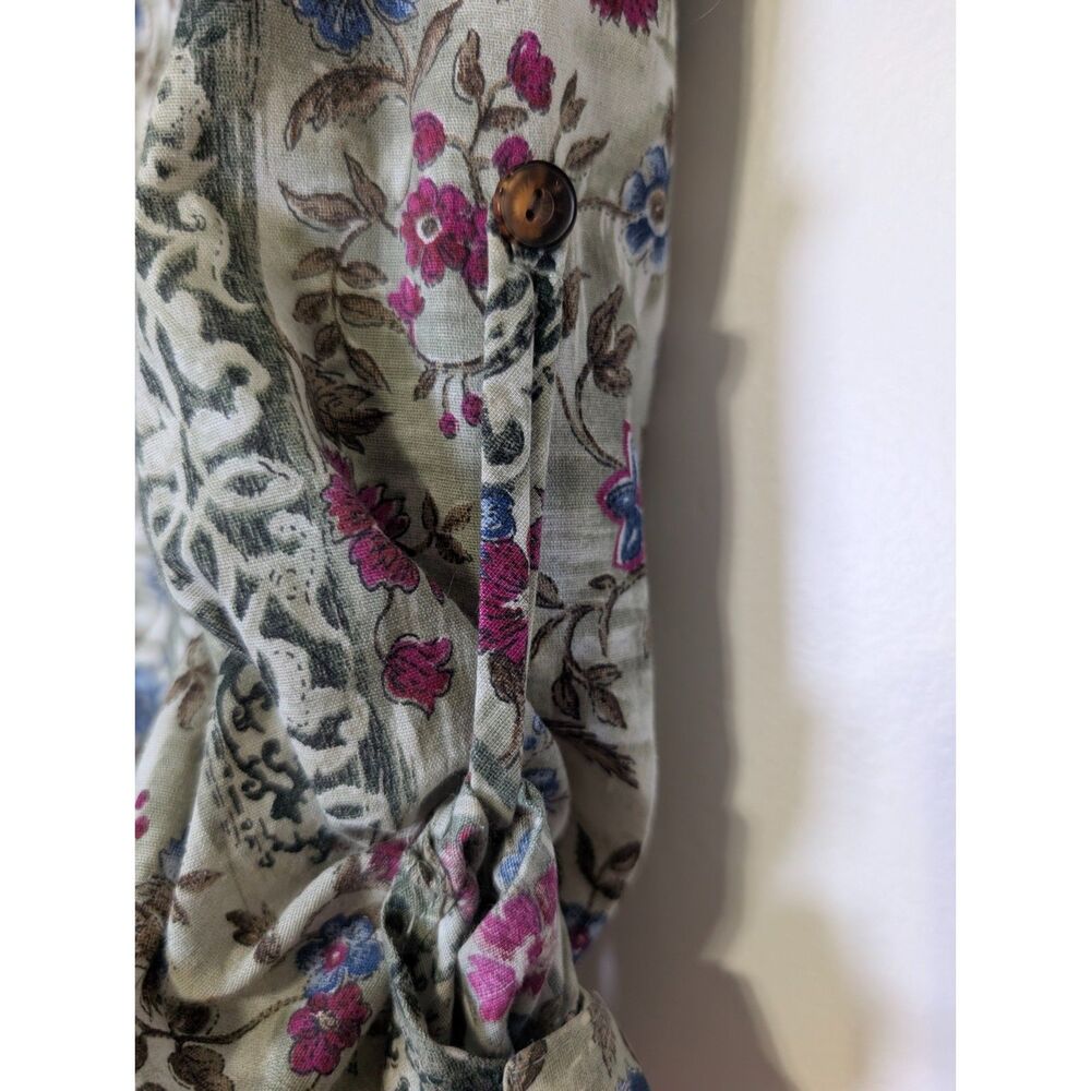 Vintage Tapestry Floral Button Shirt Cottagecore Romantic Blouse Large - Picture 4 of 8